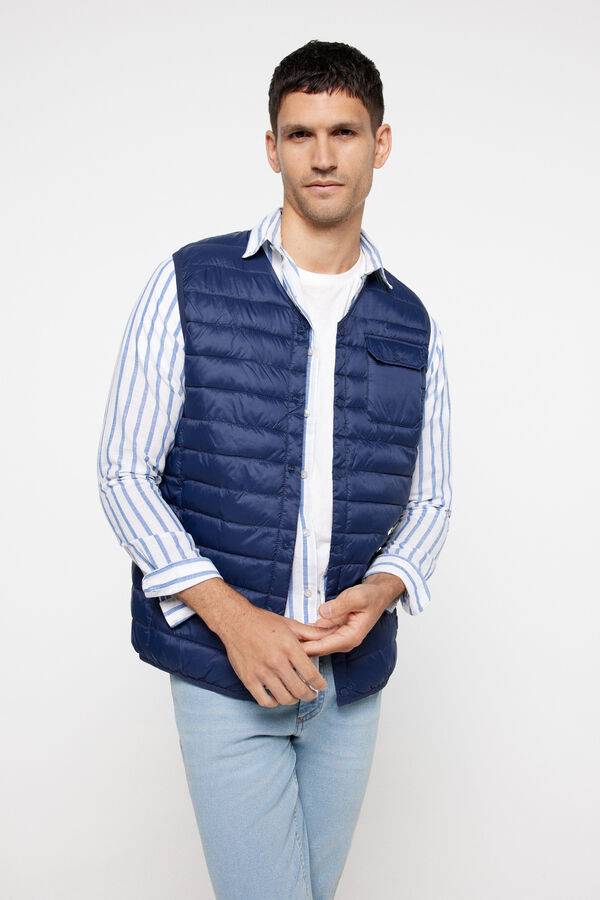 Fifty Outlet Chaleco cuello pico con snaps navy