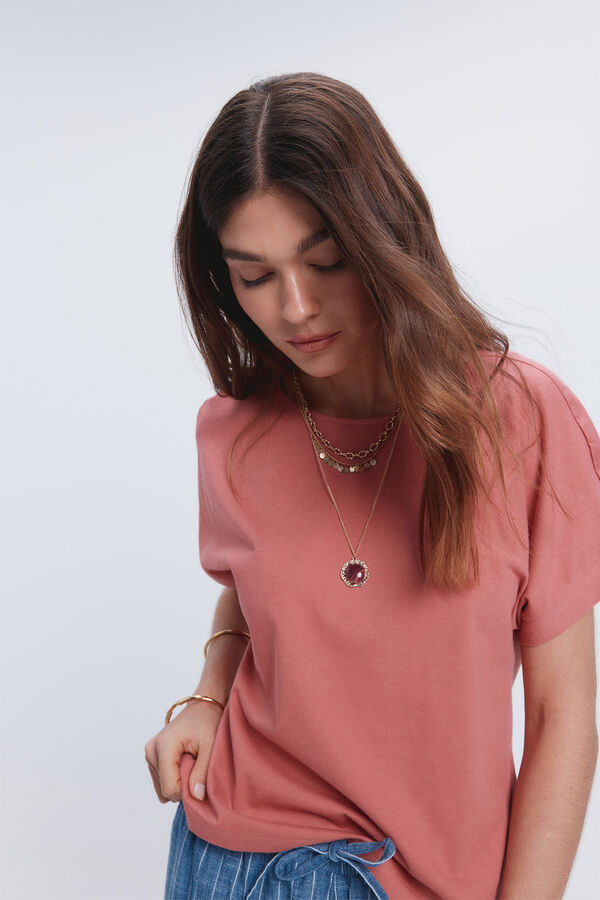 Milano T-shirt manga curta lisa Vermelho