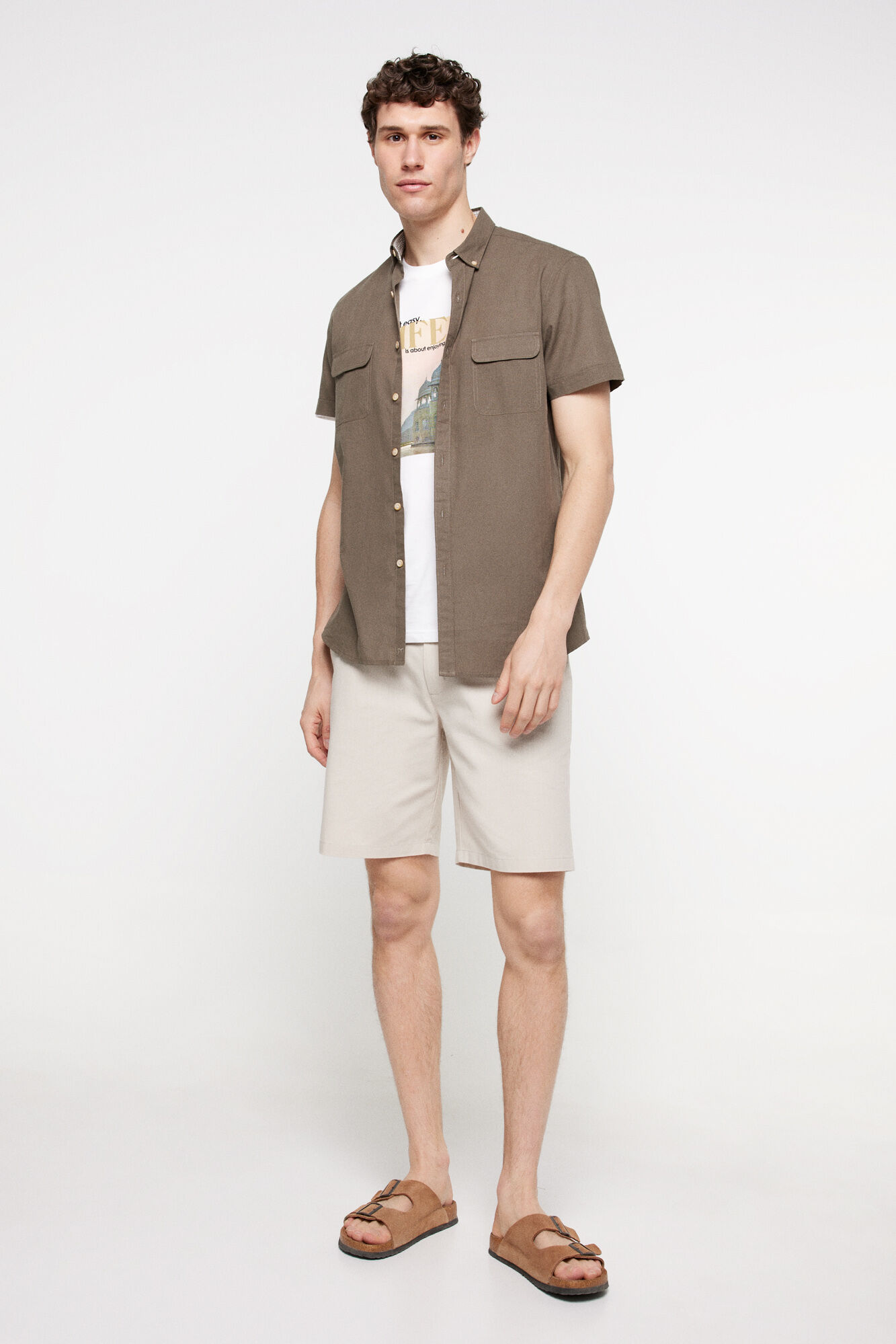 Milano Camisa Lisa Aspeto Lino