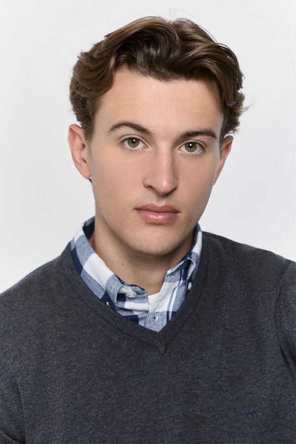 Milano Jersey básico cuello pico Gris Oscuro