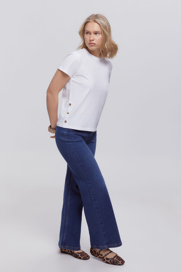 Milano Camiseta heavy cotton botones Blanco