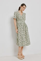 Milano Vestido escote pico Kaki Claro