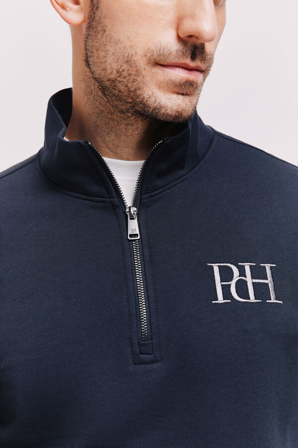 Pedro del Hierro Sudadera cuello semicisne con cremallera Navy