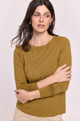 Milano Jersey cuello redondo con botones Kaki Oscuro