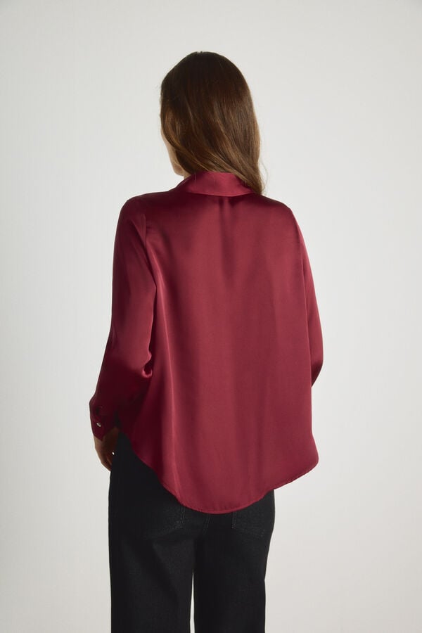 Milano Camisa acetinada Bordeaux