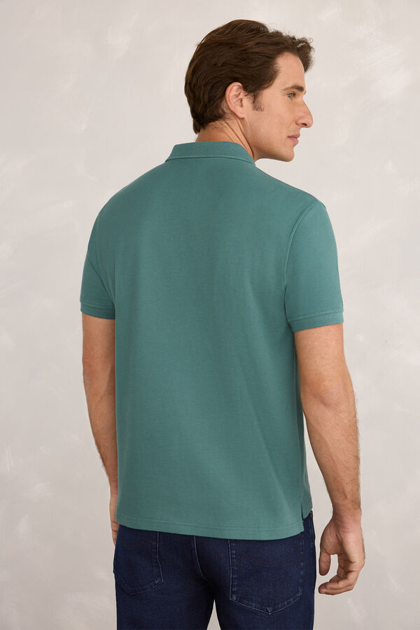 Milano Polo piqu&eacute; de manga curta Azul turquesa