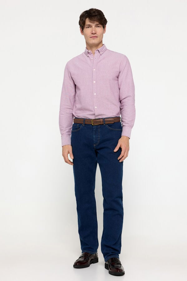 Milano Camisa oxford lisa P&uacute;rpura