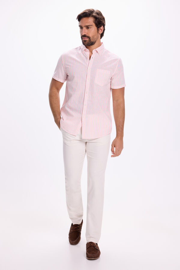 Milano Camisa Slub Rayas Rosa