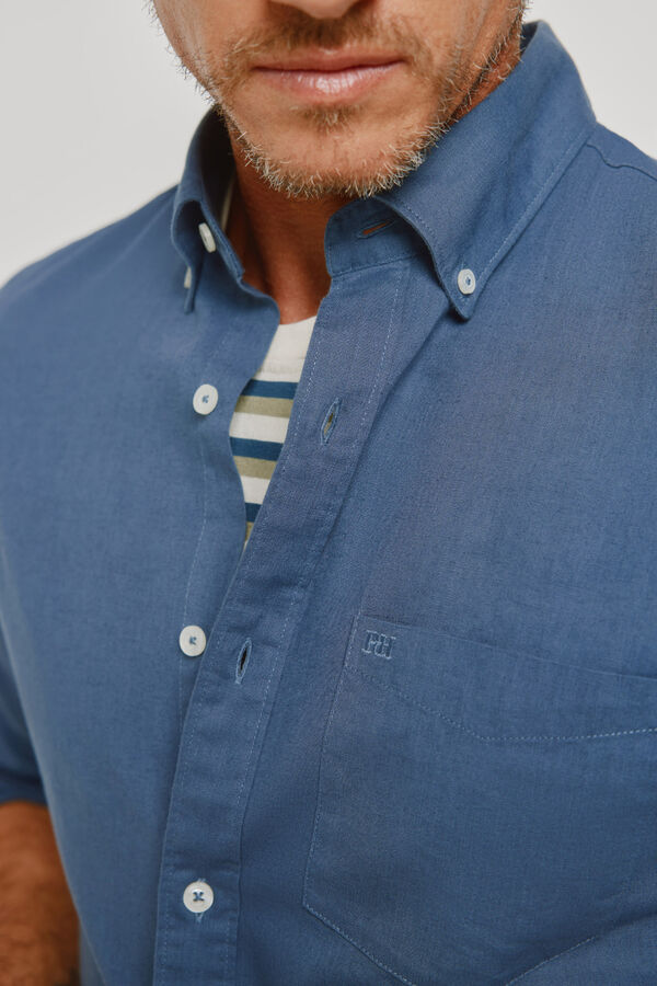 Pedro del Hierro Camisa lisa de manga comprida Azul