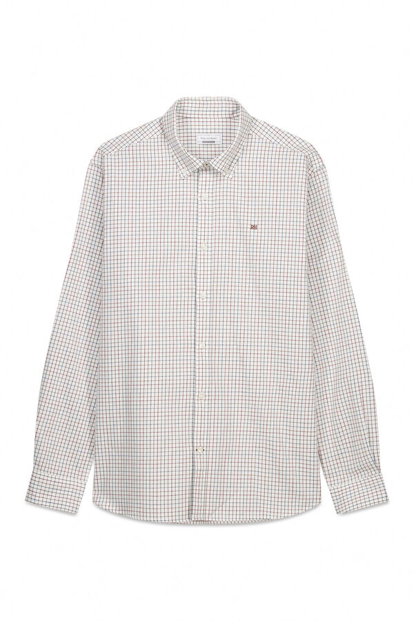 Pedro del Hierro Camisa xadrez com caimento relaxado Marfim