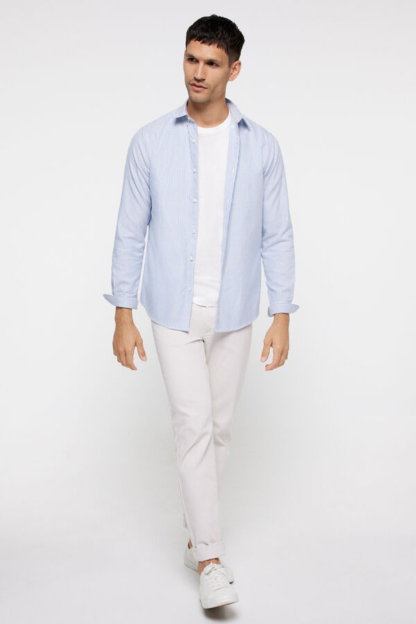 milano Camisa oxford riscas Estampado azul