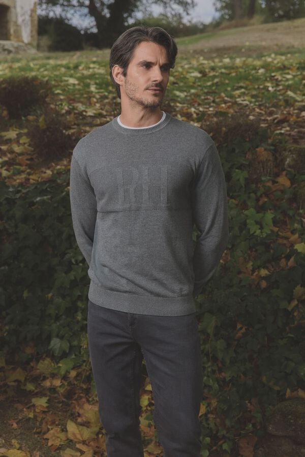 Pedro del Hierro Jersey cuello caja logo Gris Claro