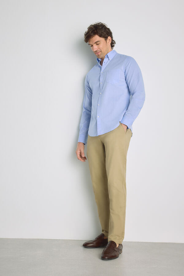 Milano Camisa lisa manga larga Azul