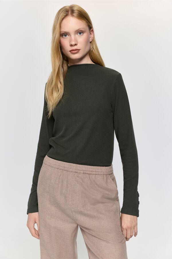 Milano Camisola com efeito veludo cotel&ecirc; de soft touch C&aacute;qui escuro