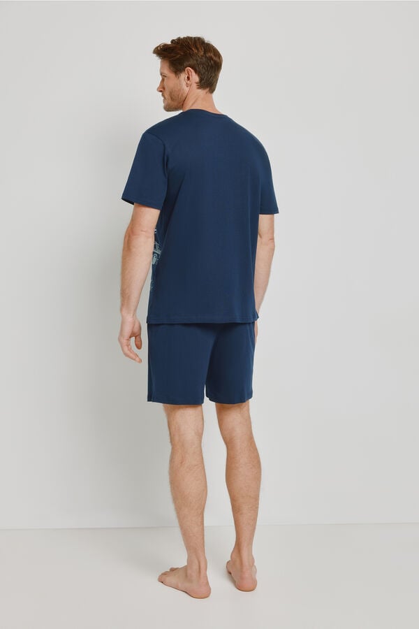 Milano Pijama de malha e tecido Marinho