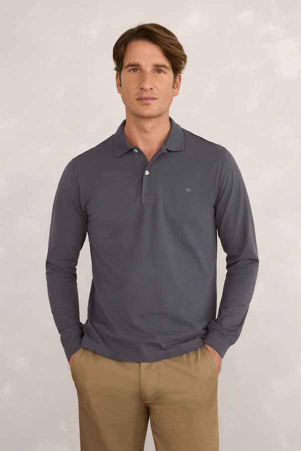 Milano Polo Rugby Manga Larga Gris Oscuro