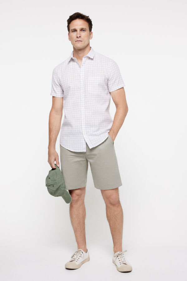 milano Camisa Slub Cuadros Estampado azul