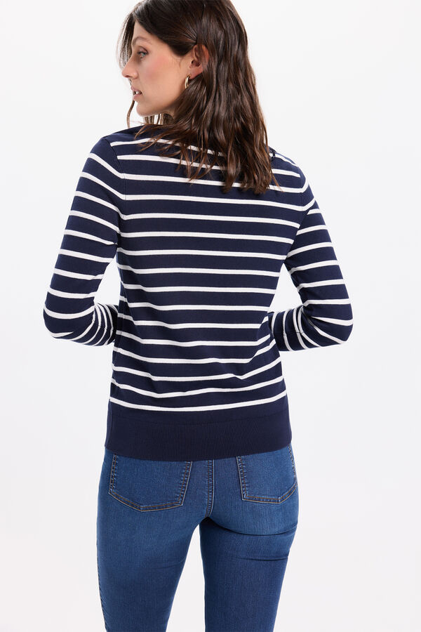 Milano Jersey basico punto liso rayas bicolor Azul