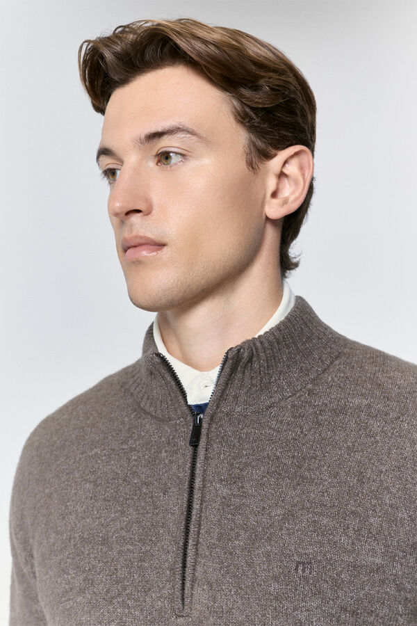 Milano Casaco de malha de malha com meia fecho-éclair Torrefacçao