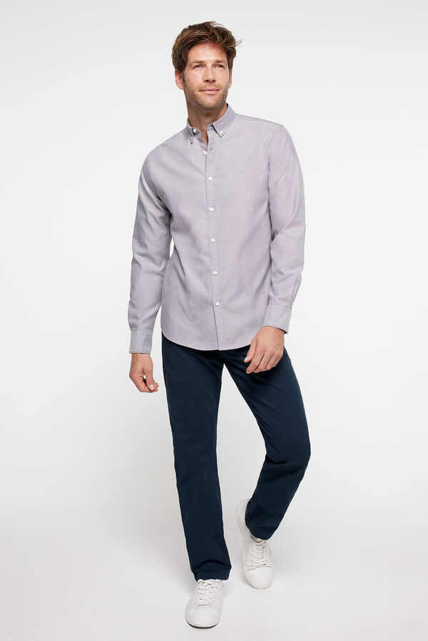 Milano Camisa oxford riscas Bege