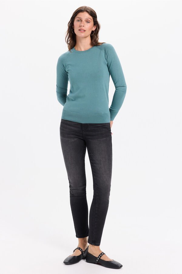 Milano Camisola básico de liso malha Azul turquesa