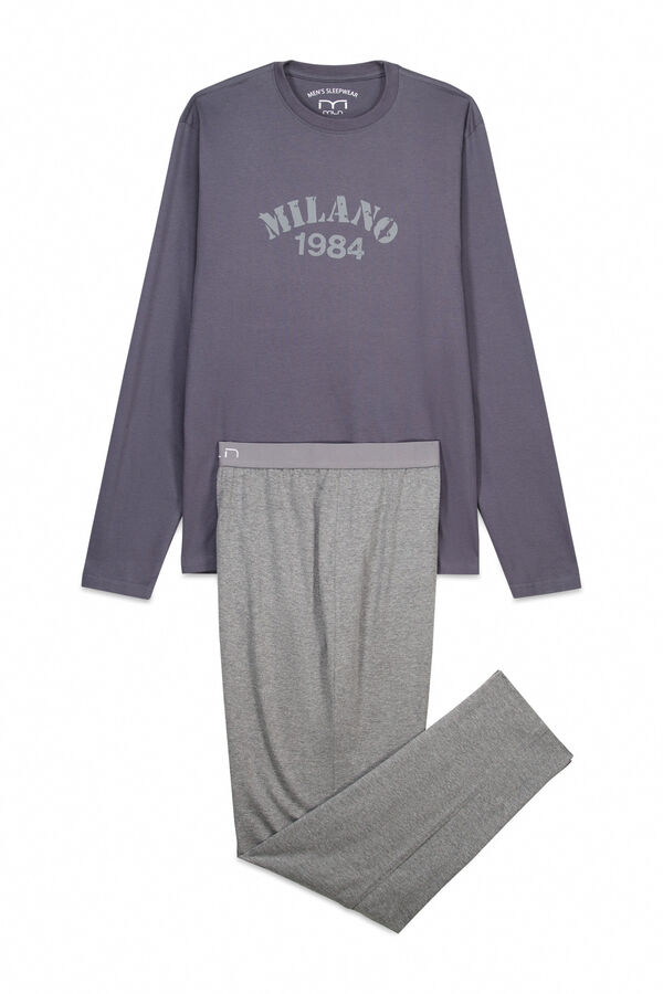 Milano Pijama Lettering Gris Oscuro