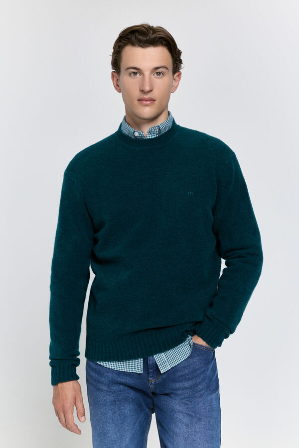 Milano Jersey cuello caja regular fit Azul