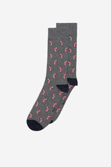 Milano Meias Jacquard Algod&atilde;o Estampado cinza