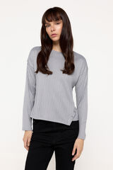 Milano Su&eacute;ter canelado manga comprida Cinza medio