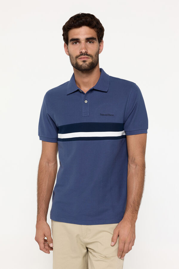 Fifty Outlet Polo piqué cortado e costurado PdH Azul