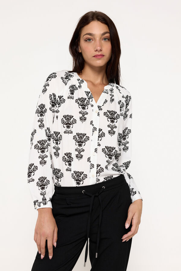 Milano Blusa decote bico Estampado branco