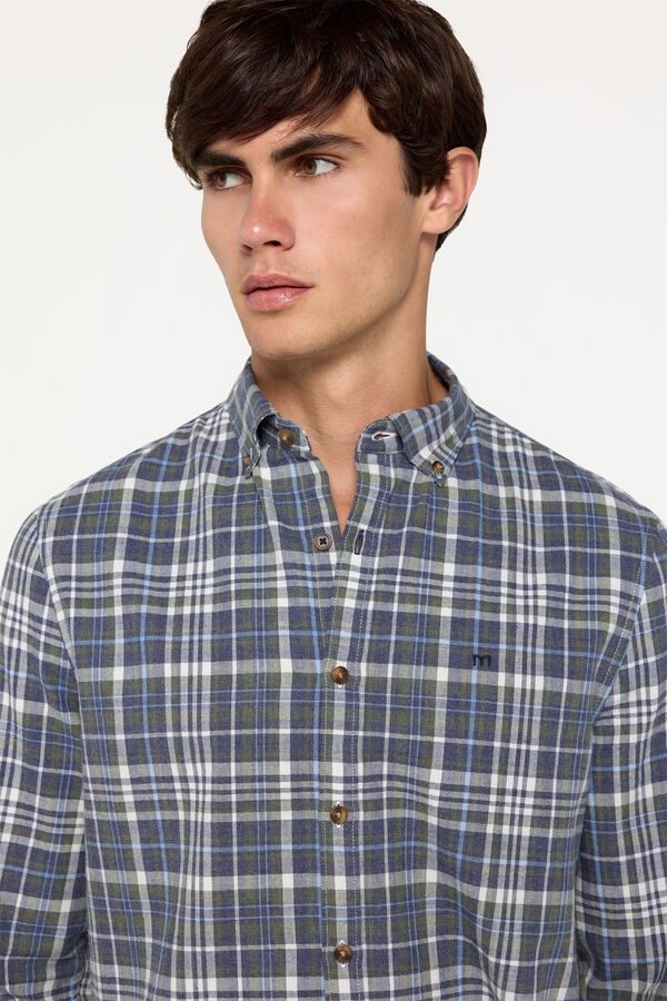 Milano Camisa Twill Cuadros Estampado azul