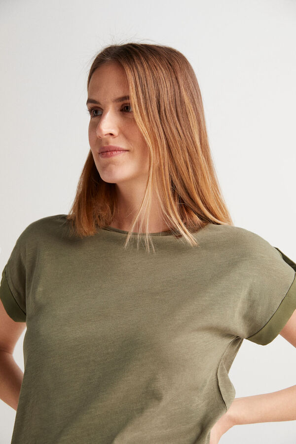 Fifty Outlet T-shirt algodão orgânico Cáqui médio