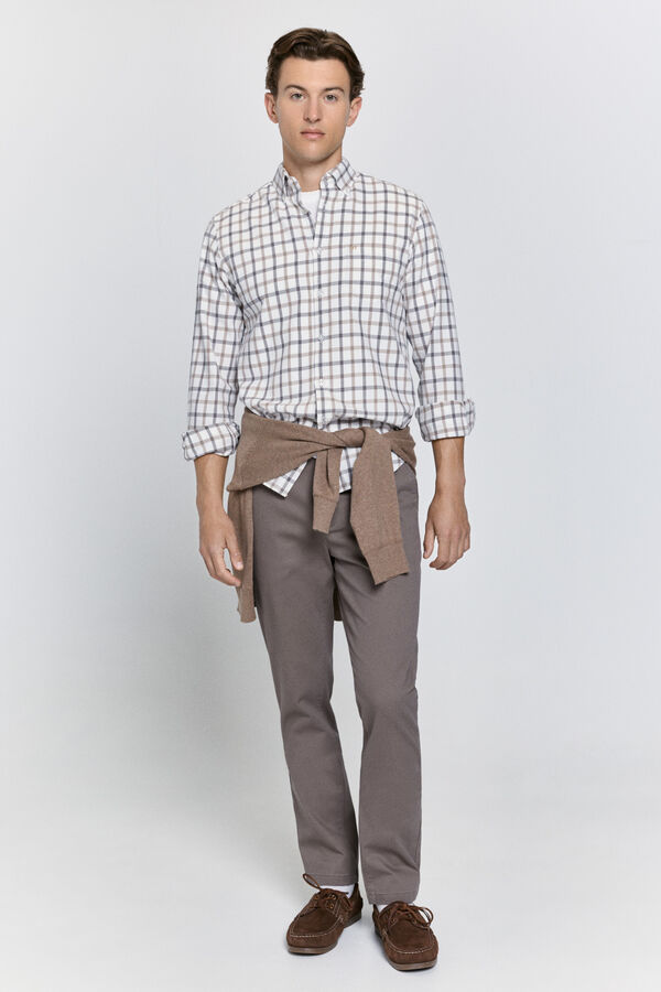 Milano Camisa xadrez com caimento relaxado Marfim