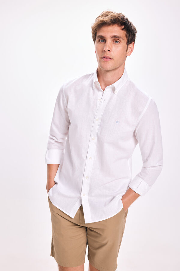 Pedro del Hierro Camisa Lino Pedro Del Hierro Blanco