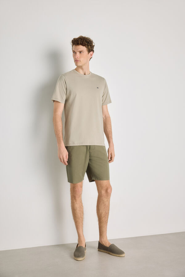 Pedro del Hierro Camiseta b&aacute;sica con logo bordado Kaki