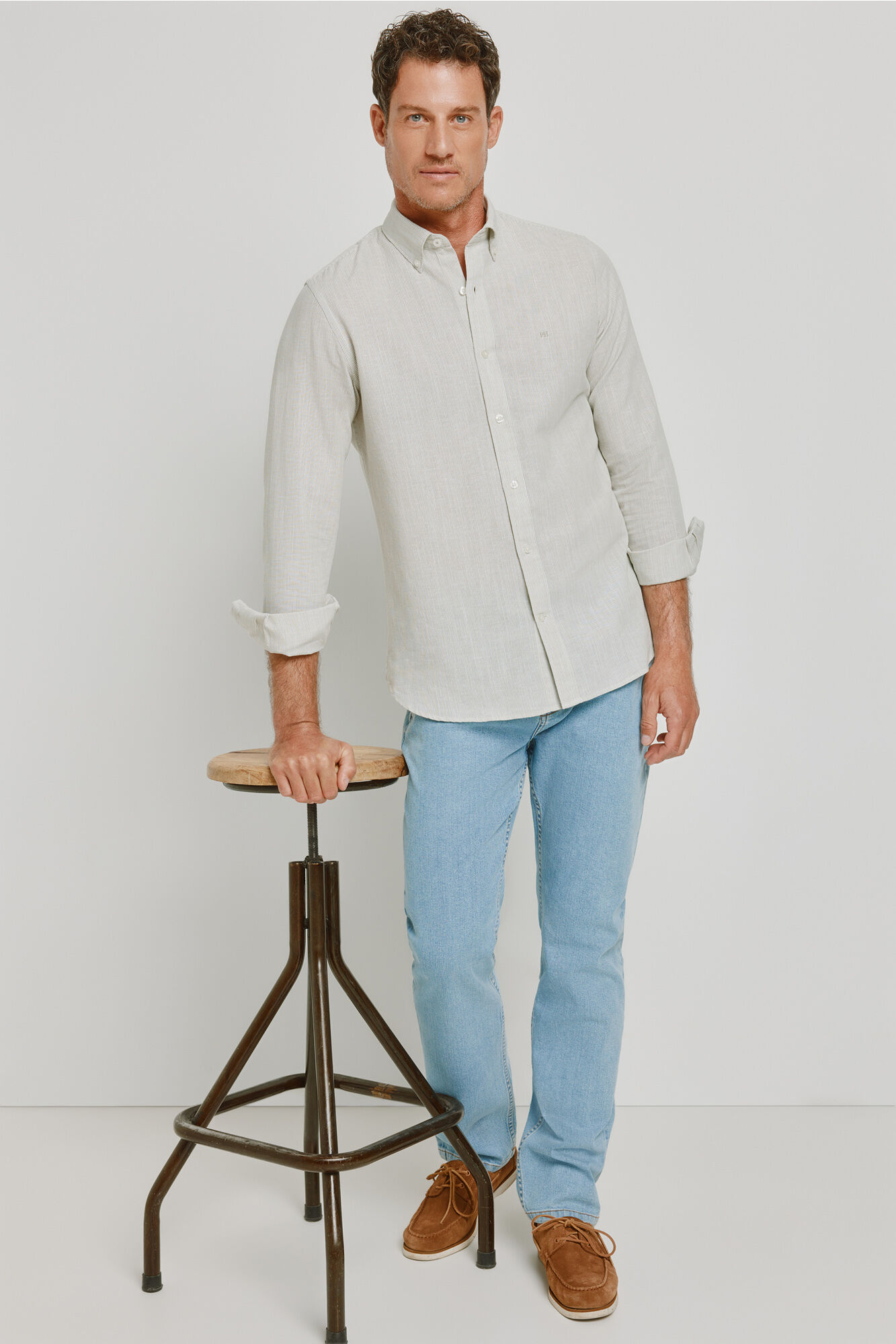 Pedro del Hierro Camisa de riscas de manga comprida