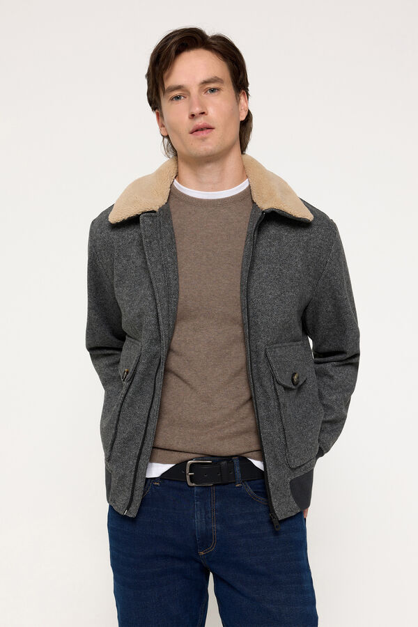 Milano Chaqueta Aviador Borrego Gris
