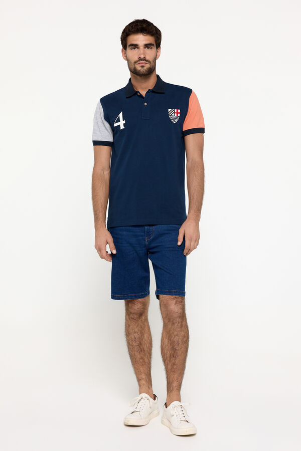 Fifty Outlet Polo arlequín parches Navy