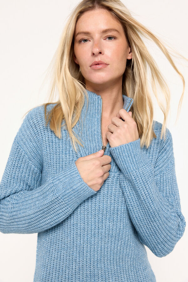 Milano Jersey cuello alto cremallera Gris Claro