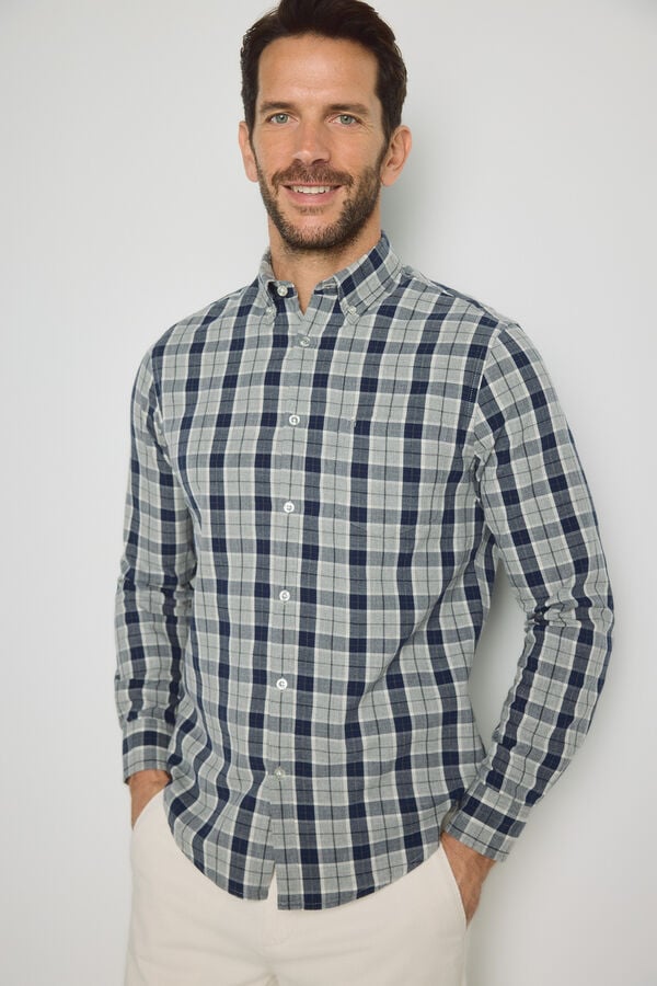 Milano Camisa cuadros manga larga Gris Claro