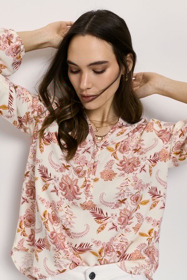 Milano Blusa estampada escote Rosa