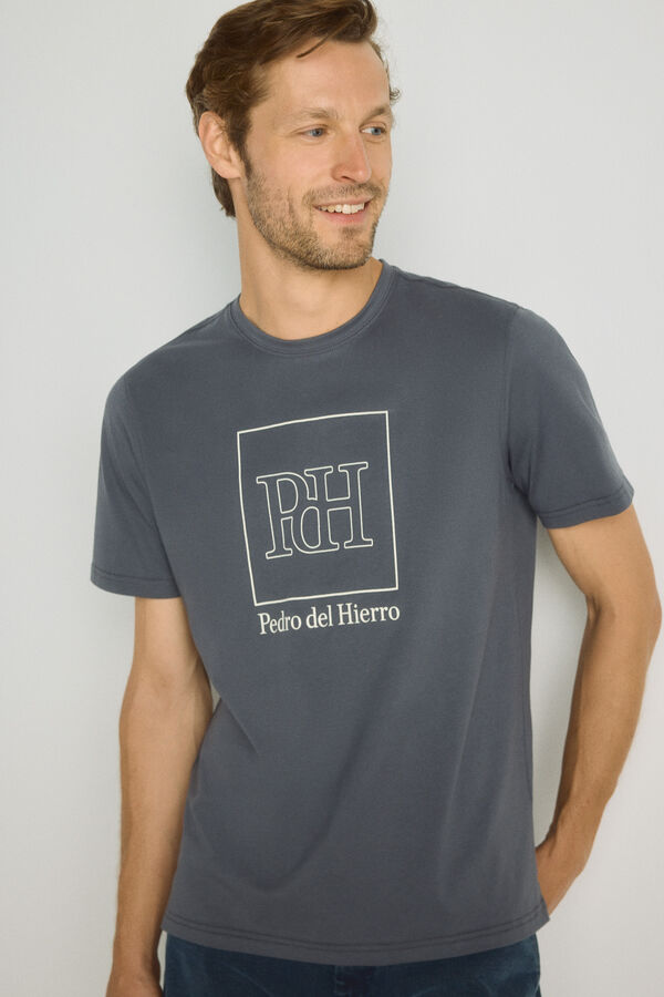 Pedro del Hierro T-shirt de manga curta estampada Cinzento oscuro
