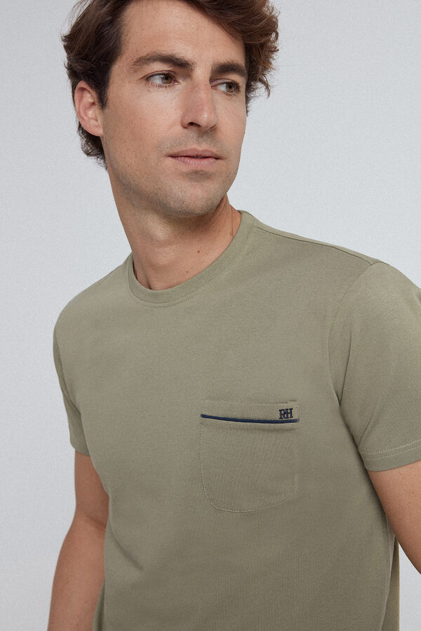 Fifty Outlet Camiseta algodón 100% con bolsillo y logo bordado green