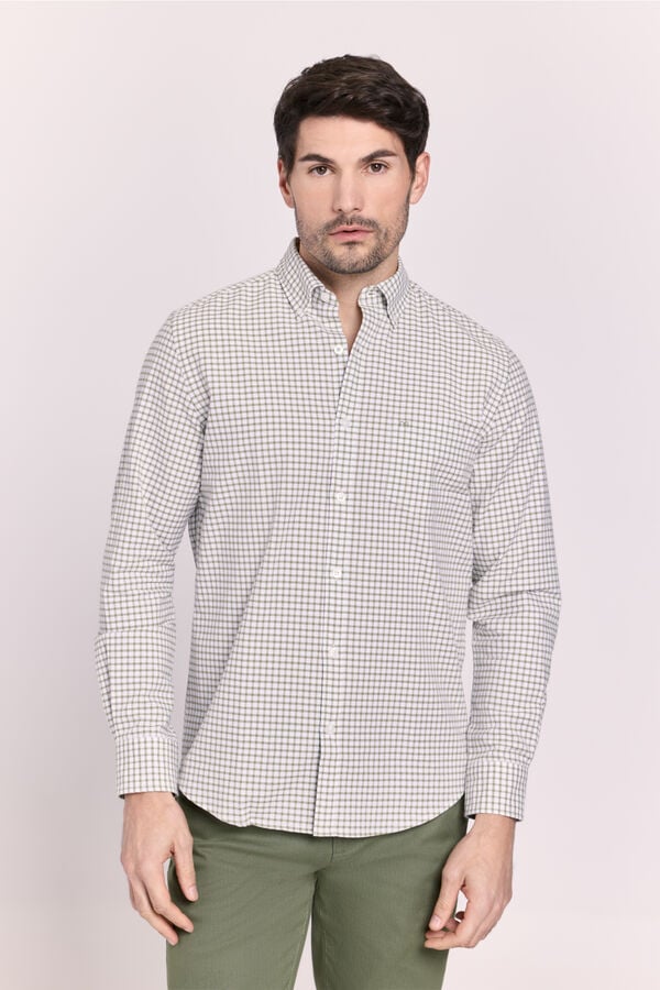 Milano Camisa manga comprida aos quadrados Vinho