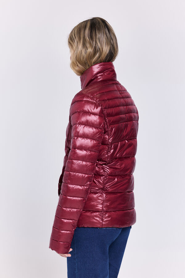 Milano Casaco curta acolchoada estilo casaco de penas Bordeaux