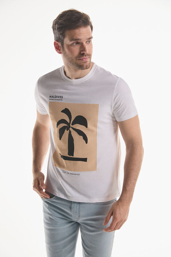 Fifty Outlet T-shirt estampada "Maldives" Branco