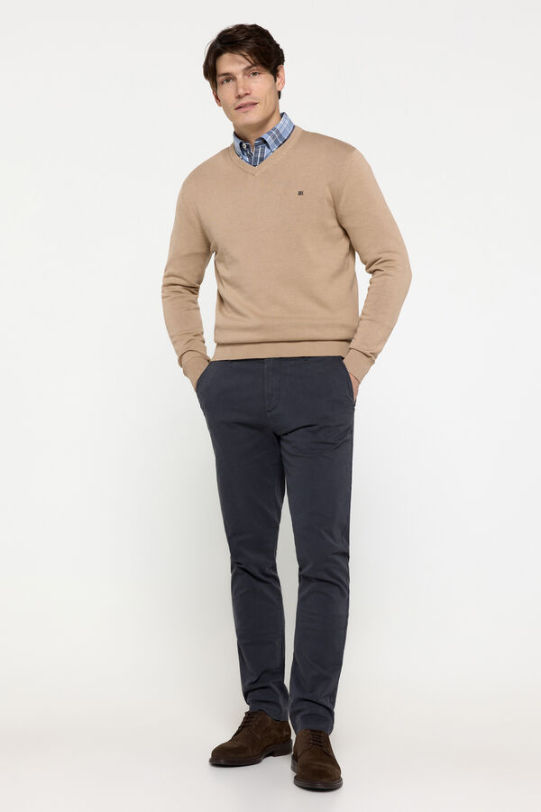 Pedro del Hierro Jersey B&aacute;sico Cuello Pico Pedro del Hierro Beige/Claro