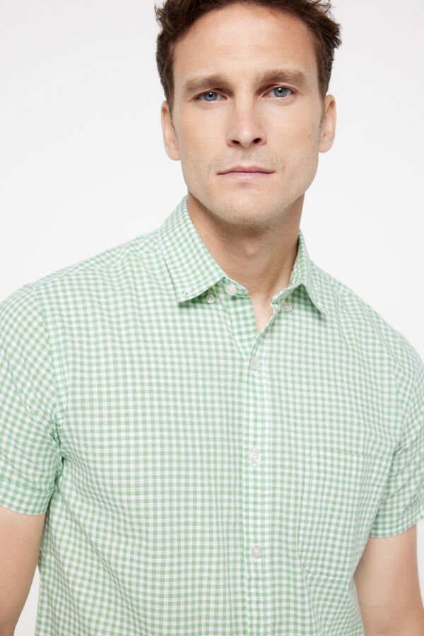 milano Camisa Slub Cuadros Estampado verde