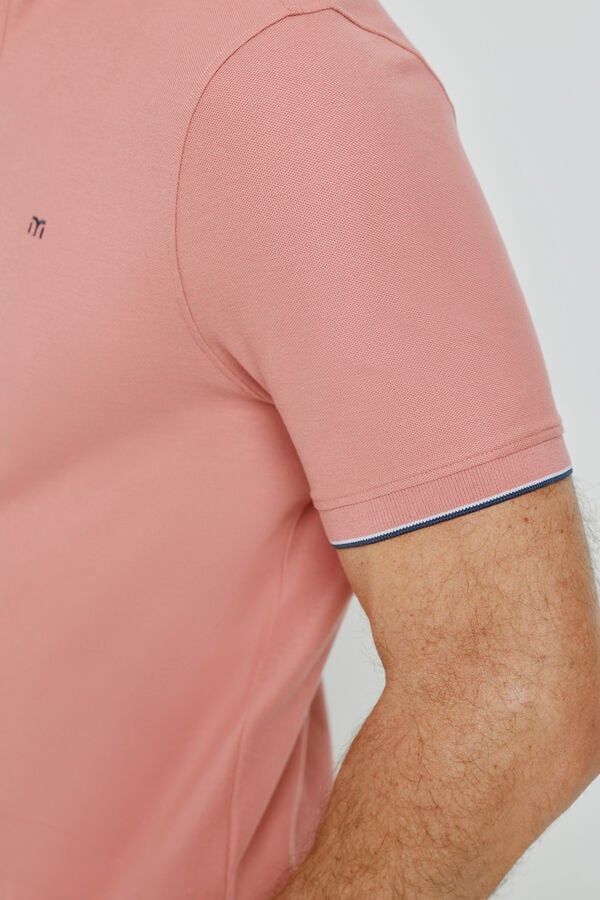 Milano Polo de manga curta com gola mao Rosa